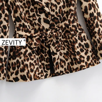 Zevity ženy, ročník leopard tlač sako s drážkou golier office dámy luk krídla príčinné štýlový outwear vyhovovali kabát topy C539