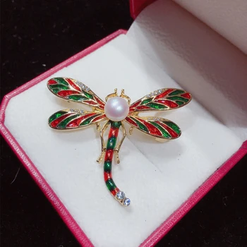 ZHBORUINI 2019 Pearl Brošňa Smalt Dragonfly Pearl Breastpin Prírodné Sladkovodné Perly Šperky Pre Ženy, Vianočné Príslušenstvo