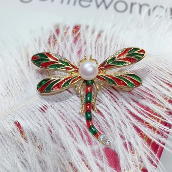 ZHBORUINI 2019 Pearl Brošňa Smalt Dragonfly Pearl Breastpin Prírodné Sladkovodné Perly Šperky Pre Ženy, Vianočné Príslušenstvo