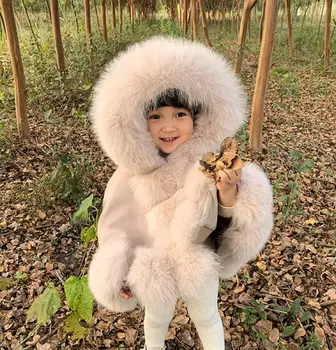 Zimné Pracovné Nohavice Deti Skutočný Prírodný Fox Kožušiny Plášť Hrubšie Teplý Kabát Deti Originálne Plášť Kožušiny Bunda Oblečenie Pre Dievčatá Y3704