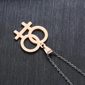 ZORCVENS Venuša Symbol Kúzlo Ženy Lesbičky LGBT Náhrdelník Ženy Prívesok LES Zlato Strieborná Farba Nehrdzavejúcej Ocele Svadobné Šperky