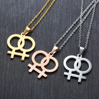 ZORCVENS Venuša Symbol Kúzlo Ženy Lesbičky LGBT Náhrdelník Ženy Prívesok LES Zlato Strieborná Farba Nehrdzavejúcej Ocele Svadobné Šperky