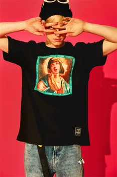Zroadlop Panny Márie pánske T-Shirts Zábavné Vytlačené Krátky Rukáv Tshirts Lete Hip Hop Bežné Bavlna Topy Tees Streetwear