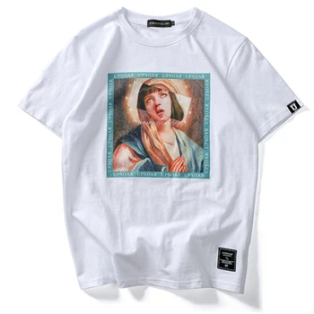 Zroadlop Panny Márie pánske T-Shirts Zábavné Vytlačené Krátky Rukáv Tshirts Lete Hip Hop Bežné Bavlna Topy Tees Streetwear