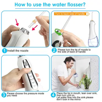 Zubné Vody Flosser Jet Zuby Cleaner 3 Režim h2ofloss Ústne Irigátor USB Nabíjateľné Zubné Vody Niť Zuby Čistič+5x Tip