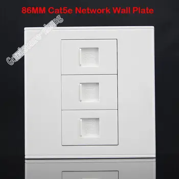 Zásuvky 3 Porty Zásuvky Siete Ethernet LAN CAT5 CAT 5e Zásuvky Panel s Modularitou Domov Zapojte Adaptér Štandard 86mm Veľkoobchod