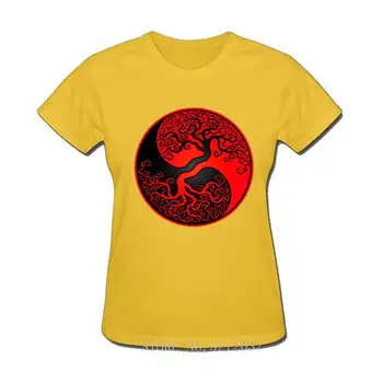 Červený a Čierny Strom Života Yin Yang ženy Tričko 2019 Vysoká Kvalita Krátke Rukávy ladys Bavlna bežné Tees