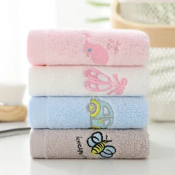 Čistá bavlna obdĺžnikový roztomilý kreslený výšivky mäkké umyť tvár uterákom.