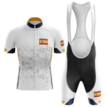 Španielsko v roku 2020 Americká vlajka štýl letné cyklistické odevy/krátky rukáv cyklistické dresy / 9 d silica gel pad/rýchle sušenie