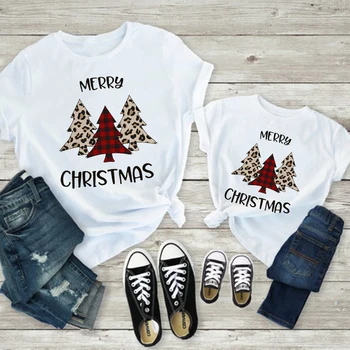 Šťastné a veselé Vianoce, Rodina Vzhľad Tričká Nový Rok Cibuľa Hip Hop Baby Girl Grafické Tričko Krátke Rukávy Matka A Dcéra T-shirt