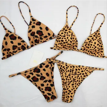 Ženy Sexy Leopard Tlač Bielizeň Sady Horúcich Erotických Podprsenka+Nohavičky lady 2 ks spodná Bielizeň G-string Babydoll Súpravy plavky, plážové oblečenie